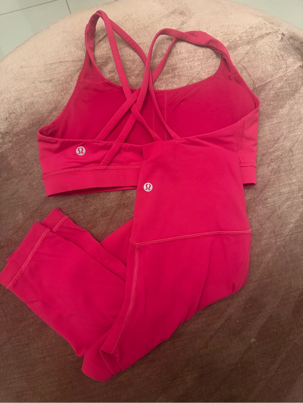 lululemon athletica Hot Pink Strappy Sports Bra and Leggings Set
